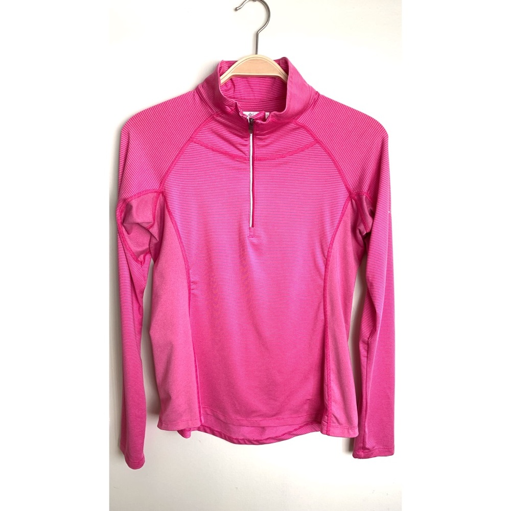 COLUMBIA | Pink Striped Half Zipper Pullover